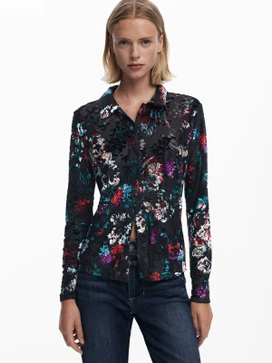 Koszulka zapinana na guziki z fakturą Desigual