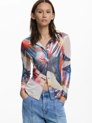 Koszulka zapinana na guziki z falami Desigual