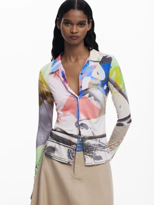 Koszulka zapinana na guziki z kolażem Desigual