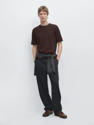 Koszulka Ze 100% Bawełny - Bordowy - - Massimo Dutti - Mężczyzna