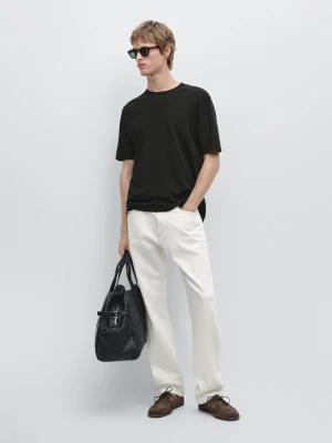 Zdjęcie produktu Dzianinowy Sweter Z Krótkim Rękawem Ze 100% Bawełny - Czarny - - Massimo Dutti - Mężczyzna