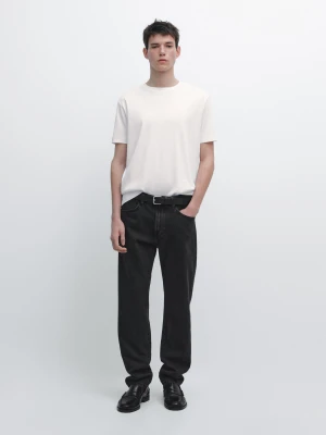 Koszulka Ze 100% Bawełny Merceryzowanej - Biały - Massimo Dutti - Male