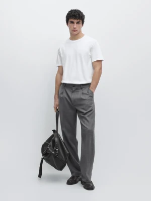 Koszulka Ze 100% Bawełny Merceryzowanej - Biały - Massimo Dutti - Male