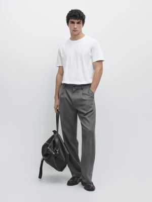 Koszulka Ze 100% Bawełny Merceryzowanej - Biały - - Massimo Dutti - Mężczyzna