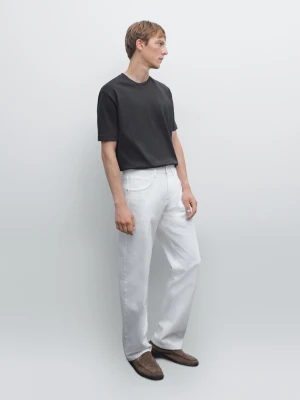 Koszulka Ze 100% Bawełny Merceryzowanej - Czarny - - Massimo Dutti - Mężczyzna