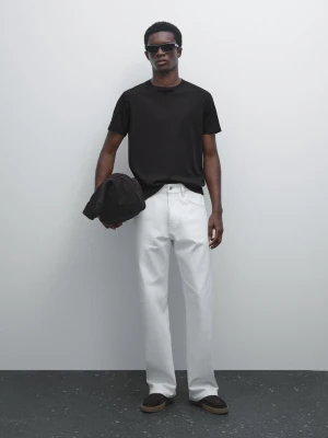 Koszulka Ze 100% Bawełny Merceryzowanej - Czarny - - Massimo Dutti - Mężczyzna