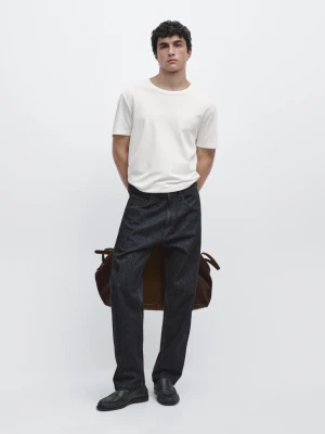 Zdjęcie produktu Koszulka Ze 100% Bawełny Merceryzowanej - Surowy - - Massimo Dutti - Mężczyzna