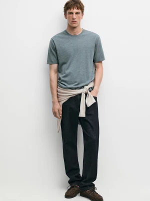 Zdjęcie produktu Dzianinowy Sweter Z Krótkim Rękawem Ze 100% Bawełny - Niebieski - - Massimo Dutti - Mężczyzna
