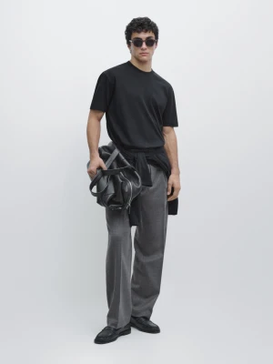 Koszulka Ze 100% Bawełny Średniej Grubości - Granatowy - - Massimo Dutti - Mężczyzna