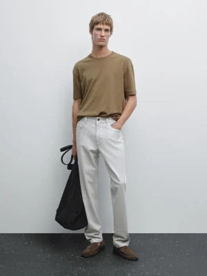 Zdjęcie produktu Koszulka Ze 100% Bawełny Średniej Grubości - Oliwkowy - - Massimo Dutti - Mężczyzna