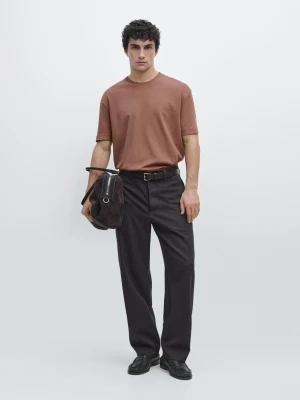 Koszulka Ze 100% Bawełny Średniej Grubości - Terakota - - Massimo Dutti - Mężczyzna