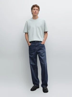 Koszulka Ze 100% Bawełny Średniej Grubości - Turkusowy - - Massimo Dutti - Mężczyzna