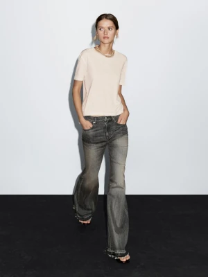 Koszulka Ze 100% Bawełny Z Efektem Sprania - Popielaty - - Massimo Dutti - Kobieta
