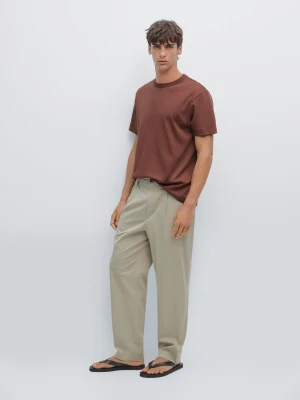 Zdjęcie produktu Koszulka Ze 100% Bawełny Z Krótkim Rękawem - Terakota - - Massimo Dutti - Mężczyzna