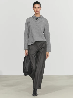 Koszulka Ze 100% Bawełny Z Lejącym Dekoltem - Szary Pop - Massimo Dutti - Female
