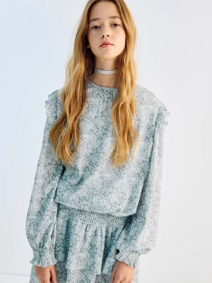 Koszulka ze wzorem i falbankami niebieski - Dzieci - lata - MANGO KIDS