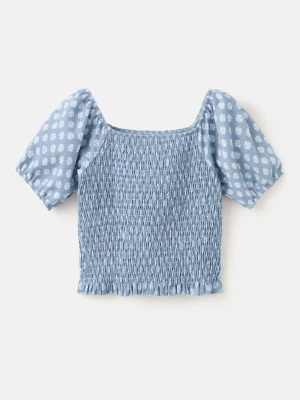 Koszulka ze wzorem i krótkimi rękawami niebieski - Dzieci - lata - MANGO KIDS