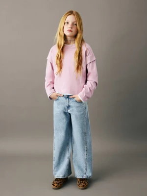 Koszulka ze zdobieniem na rękawie różowy - Dzieci - lata - MANGO KIDS