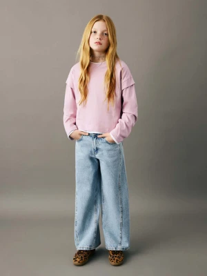 Koszulka ze zdobieniem na rękawie różowy - Dzieci - lata - MANGO KIDS