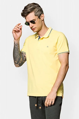 Koszulka Polo Bawełniana Żółta 2 Adrian Lancerto