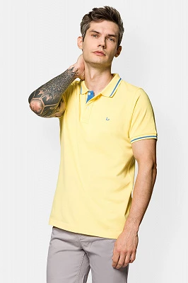 Koszulka Polo Bawełniana Żółta Adrian Lancerto