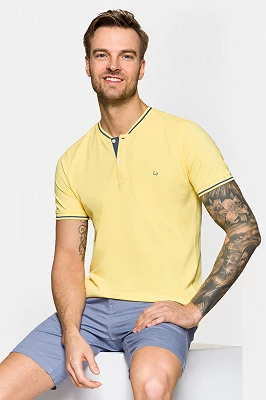 Koszulka Polo Bawełniana Żółta Damian Lancerto