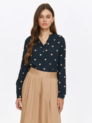 Koszulowa bluzka granatowa w grochy Top Secret