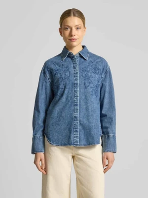Koszulowa bluzka jeansowa o kroju loose fit z czystej bawełny s.Oliver RED LABEL