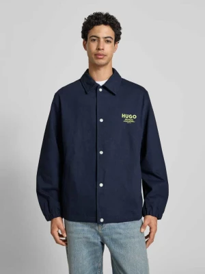 Koszulowa kurtka o kroju regular fit z czystej bawełny model 'BIYO' Hugo Blue