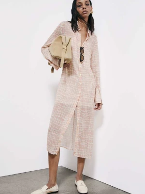 Koszulowa sukienka midi z nadrukiem croco PATRIZIA PEPE