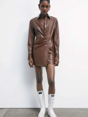 Koszulowa sukienka mini z kopertową spódnicą PATRIZIA PEPE