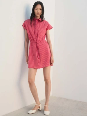Koszulowa sukienka w pasy czerwony - Kobieta - - MANGO