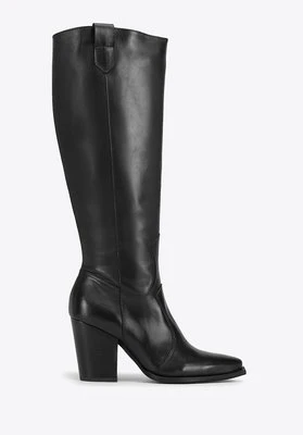 Kowbojki skórzane na obcasie wysokie czarne Wittchen