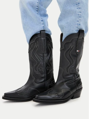 Kowbojki Tommy Jeans Archive Cowboy Boot Leather EN0EN03046 Czarny