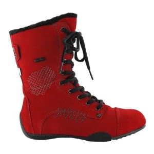 Czerwone kozaki dziewczęce Bartek t 94317 v14 ii na płaskiej podeszwie t 94317 v14 ii