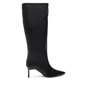 Kozaki Calvin Klein Heel Knee Boot 70 Lth HW0HW02162 Czarny