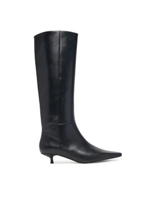 Kozaki Calvin Klein Kitten Heel High Boot Lth HW0HW03167 Czarny