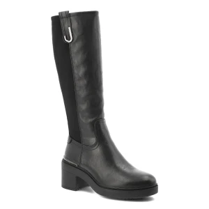 Kozaki damskie Jeep, wysoka cholewka na klocku z okrągłym noskiem i zapinane na zamek, czarne, JL52611A-062