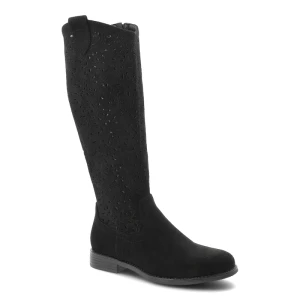 Kozaki damskie S.Barski, cholewka z materiału perforowana konstrukcja wysoka forma stabilny niski obcas miękka wkładka wygodne zapinane na suwak, cza