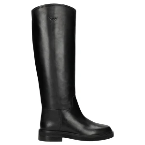 Czarne klasyczne kozaki damskie ze skóry licowej 71064-51 Wojas