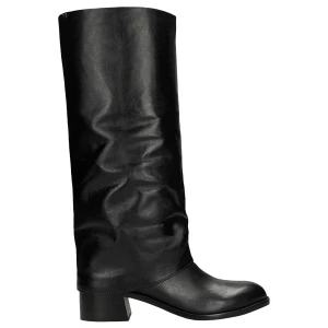 Damskie skórzane kozaki z wysoka cholewka i delikatnym marszczeniem 71142-51 Wojas