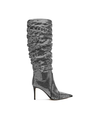 Kozaki MICHAEL Michael Kors Dawn Heeled Boot 40F5DWHB7S Srebrny