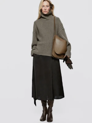 Kozaki Na Obcasie Ze Skóry Elastycznej – Limited Edition - Brązowy - Massimo Dutti - Female