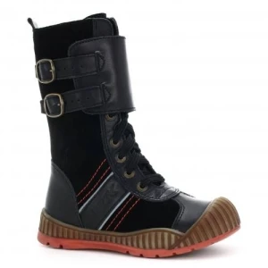 Kozaki ocieplane Bartek dla dziewcząt czarno pomarańczowy t 94203 st 0iz p33710