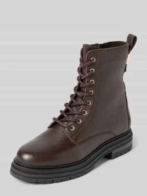 Kozaki sznurowane z delikatnie fakturowanej skóry Tommy Hilfiger