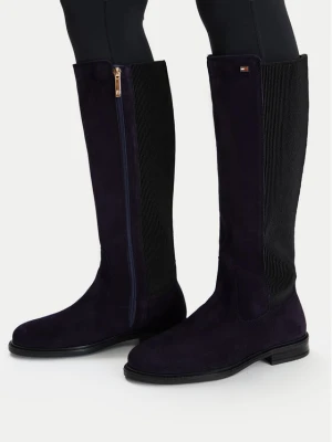 Kozaki Tommy Hilfiger Enamel Flag Suede High Chelsea FW0FW09574 Granatowy
