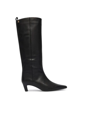 Kozaki Tommy Hilfiger Kitten Heel Leather High Boot FW0FW09568 Czarny