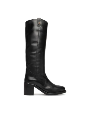 Kozaki Tommy Hilfiger Riding Lthr Long Boot Block Heel FW0FW08777 Czarny