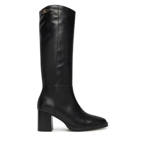 Kozaki Tommy Hilfiger Stacked Heel Leather Long Boot FW0FW08865 Czarny