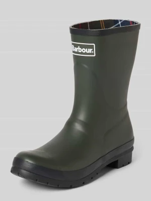 Kozaki z detalem z logo model 'Banbury Mid Welly' Barbour Oliwkowy